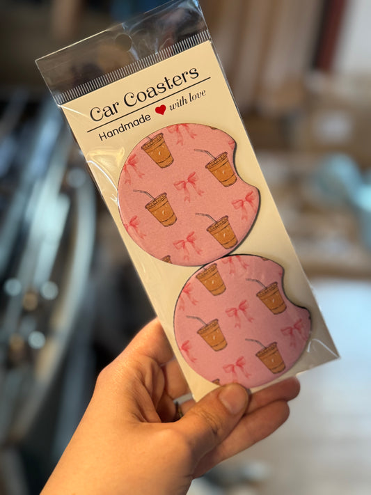 Pink Bow Iced Coffee Coaster