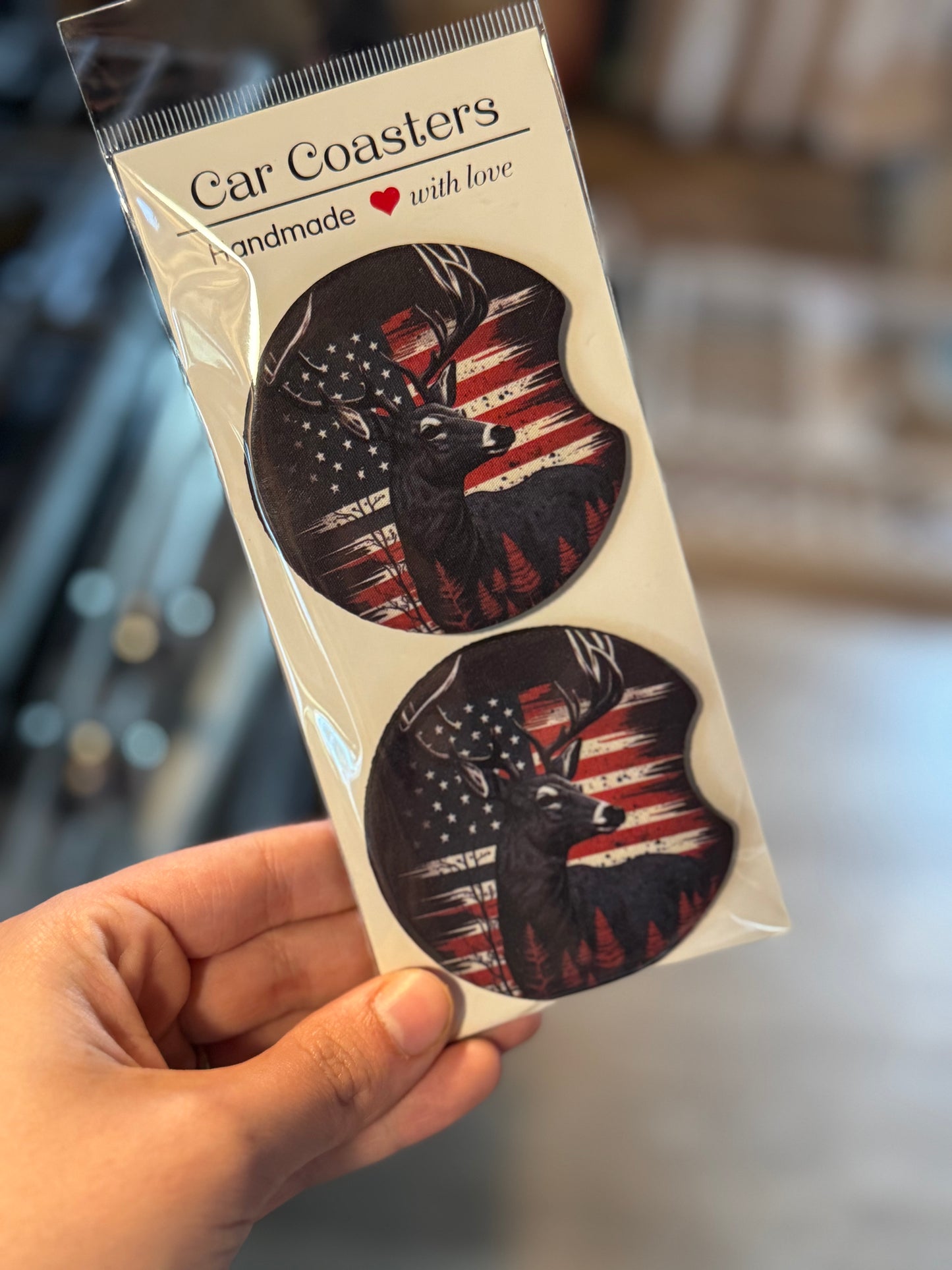 American Flag Deer Coaster