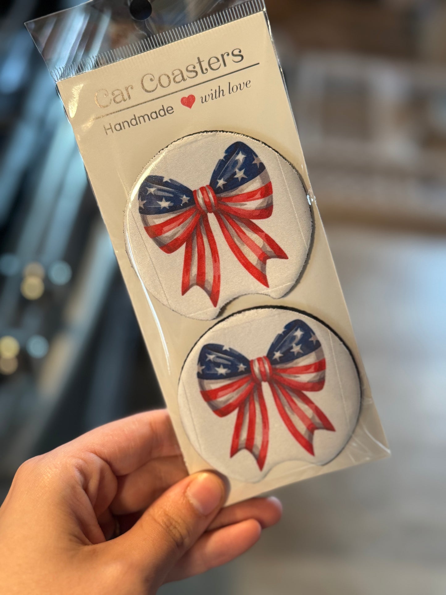 Red White and Blue Bow Coaster