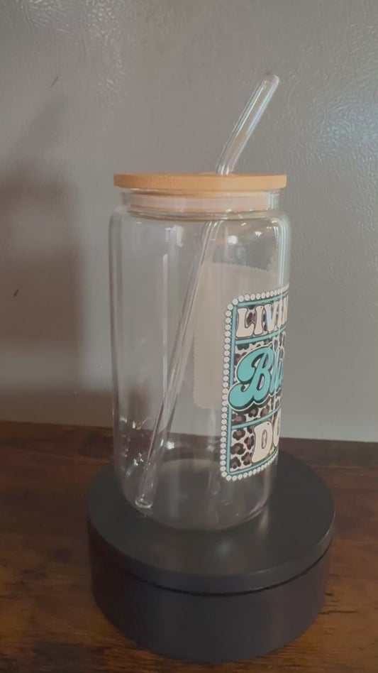 Blue Collar glass Cup